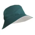 Dark green and beige reversible cotton bucket hat for outdoor summer sun protection - Dark Green and Beige