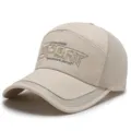 Breathable beige long brim mesh baseball cap for men with stylish sport embroidery - SPORT Letter Style (Buckle) / Khaki