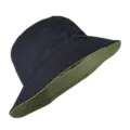 Reversible bucket hat in navy blue and olive green for men, sun protection sun hat - Black with Army Green