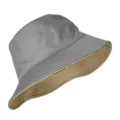 Stylish double-sided reversible bucket hat in grey and beige for summer sun protection - Grey and Khaki