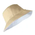 Large brim khaki and white dual-sided cotton bucket hat for outdoor sun protection - Khaki and White