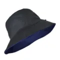 Reversible black and navy blue bucket hat for large head sizes with UV sun protection - Black and Deep Blue