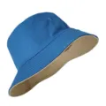 Large size reversible bucket hat in blue and beige for sun protection and outdoor use - Ink Blue and Khaki