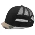 Casquette trucker à visière courte noire avec motif camouflage et dos en filet aéré - Rear net-camouflage