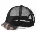 Casquette de baseball en maille noire respirante avec visière courte camouflage hip hop - The whole network-Camouflage