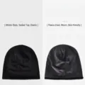 Premium black grid pattern beanie hat with ultra-soft warm fleece lining and elastic fit - One Size (56-59cm) / Fleece Lined / Black/Deep Gray Fleece
