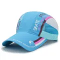 Quick-dry breathable blue baseball cap with long brim for summer sun protection - Adjustable (55-60cm) / Japanese Buckle / Sky Blue