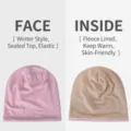 Stylish pink waffle knit beanie hat featuring warm fleece lining and premium elastic fit - One Size (56-59cm) / Fleece Lined / Pink/Beige Fleece