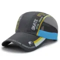 Breathable quick-dry skating style baseball cap with extended brim and mesh side - Adjustable (55-60cm) / Japanese Buckle / Dark Gray