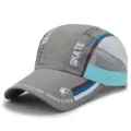 Quick-drying grey baseball cap with long brim and breathable mesh panels for outdoor sun protection - Adjustable (55-60cm) / Japanese Buckle / Light Gray
