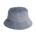 Stylish grey fluffy faux fur bucket hat for women, winter warm plush basin hat accessory - Solid Grey / One Size 56-58cm