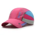 Quick-dry pink baseball cap with mesh side panels and breathable sun protection features - Adjustable (55-60cm) / Plastic Buckle / Rose Red