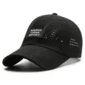 Breathable black diamond-perforated quick-dry mesh baseball cap for outdoor sports - 56-60cm Circumference / Black
