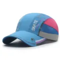 Lightweight quick-dry sports cap with breathable mesh and long brim for sun protection - Adjustable (55-60cm) / Plastic Buckle / Sky Blue