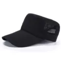 Atmungsaktive Herren Mesh-Militärmütze in Schwarz mit einem verlängerten Sonnenschutz - Standardgröße (55-60cm) / Schwarz