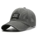 Breathable gray diamond perforated mesh baseball cap for outdoor sports and sun protection - 56-60cm Circumference / Dark Gray