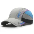 Quick-dry breathable grey baseball hat with blue and purple accents and skate style prints - Adjustable (55-60cm) / Plastic Buckle / Light Gray