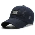 Navy blue perforated quick-dry mesh baseball cap for outdoor sports and sun protection - 56-60cm Circumference / Navy Blue
