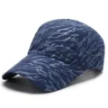 Lightweight and breathable navy blue sport baseball cap featuring a wavy camo pattern - One Size / Line Pattern (Type 4) / Navy Blue