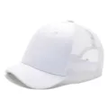 Cappellino trucker traspirante in rete bianca con visiera corta per protezione solare - Taglia Unica (55-59cm) / Stile in Maglia Traspirante / Bianco