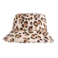 Warm and stylish leopard print faux rabbit fur bucket hat for women's winter fashion - Leopard Print Style 2 - Beige / One Size 56-58cm