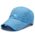 Breathable sky blue sports baseball cap featuring grey tiger-stripe pattern and logo - One Size / Line Pattern (Type 4) / Sky Blue
