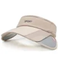 Visera solar deportiva beige con ala ancha retráctil y diseño de corona abierta - Ajustable / Estilo 3 / Beige