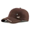 Cappellino da baseball vintage in cotone marrone con ricamo e spilla a foglia d'acero - 56-60cm / Stile Etichetta in Metallo FS / Caffè