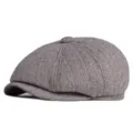 Men's vintage newsboy style cap featuring a classic brown and grey herringbone pattern - Small Herringbone Coffee