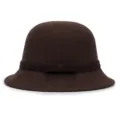 Elegant dark brown imitation wool cloche hat for women with a subtle bow detail - One Size Fits 56-58cm / Regular Bowknot Style / Coffee