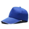 Gorra de béisbol clásica azul oscuro con borde blanco para logotipo personalizado y equipo - Ajustable (56-60cm) / Estilo de 5 Paneles (Velcro) / Azul Real con Blanco