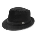 Κομψό μαύρο αναπνεύσιμο καπέλο fedora από πλέγμα για άνδρες και γυναίκες με κορδέλα - Ένα μέγεθος / Στυλ Παναμά / Μαύρο