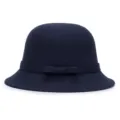 Elegant navy blue wool felt cloche hat featuring a stylish bow decoration for women - One Size Fits 56-58cm / Regular Bowknot Style / Navy Blue