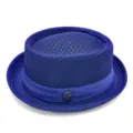 Μπλε καπέλο fedora με διαπνέον πλέγμα για άνδρες και γυναίκες, καλοκαιρινή προστασία ήλιου - Ένα μέγεθος / Στυλ με Υφή / Ρουά Μπλε
