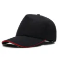 Gorra de béisbol negra profesional con detalle de visera roja tipo sándwich y diseño curvado - Ajustable (56-60cm) / Estilo de 5 Paneles (Velcro) / Black With Red