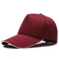Gorra de béisbol de 5 paneles granate con borde de visera sándwich blanco personalizable - 5 Paneles Burdeos/Blanco Sándwich (Velcro)