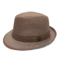 Αναπνεύσιμο καφέ πλέγμα fedora καπέλο ηλίου για άνδρες και γυναίκες, καλοκαιρινό - Ένα μέγεθος / Στυλ Παναμά / Χακί