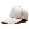 Gorra de béisbol clásica de algodón beige con visera curva - 5 Paneles Caqui/Blanco Sándwich (Velcro)