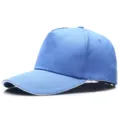 Gorra de béisbol azul claro lisa con borde blanco para impresión de logo personalizado - 5 Paneles Azul Claro/Blanco Sándwich (Velcro)