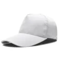 Gorra de béisbol clásica de algodón blanco liso ajustable para bordado de logo personalizado - 5 Paneles Blanco (Hebilla de Plata)