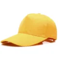 Gorra de béisbol clásica de algodón amarillo brillante con visera curva para el sol - 5 Paneles (Hebilla Plateada) / 56-60cm / Amarillo