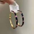 Pink and black leopard print hoop earrings with gold-toned metal interior finish - Pink Leopard