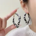 Retro wrapped black and white zebra print hoop earrings with premium leather texture - Hoop Style (E4419) / One Size / White and Black Animal Print