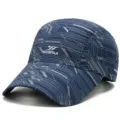 Cappello da baseball leggero blu navy con stampa geometrica a linee grigie e logo SDSRUI. - Taglia unica / Motivo a Linee (Tipo 3) / Blu Notte