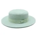 Elegante cappello di paglia paglietta verde menta da donna con fiocco in nastro decorativo - Taglia Adulto (Circonferenza 56-58cm) / Modello a fiocco / Verde menta