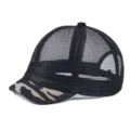 Cappellino da baseball traspirante in rete nera con visiera corta camo per grandi dimensioni - Taglia Unica (55-59cm) / Stile Interamente a Rete / Mimetico