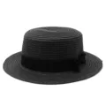 Elegante cappello di paglia nero con fiocco per una protezione solare estiva chic - Taglia Adulto (Circonferenza 56-58cm) / Fiocco Nero / Nero