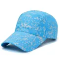 Berretto sportivo blu leggero e traspirante con un originale motivo a linee digitali - Regolabile (56-60cm) / Motivo a Linee (Tipo 5) / Blu lago