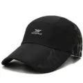 Berretto sportivo nero traspirante per protezione solare estiva con logo stampato - Regolabile (56-60cm) / Motivo a Linee (Tipo 2) / Nero