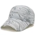 Berretto da baseball bianco con motivo a circuito geometrico grigio per il sole - Regolabile (56-60cm) / Motivo a Linee (Tipo 3) / Bianco